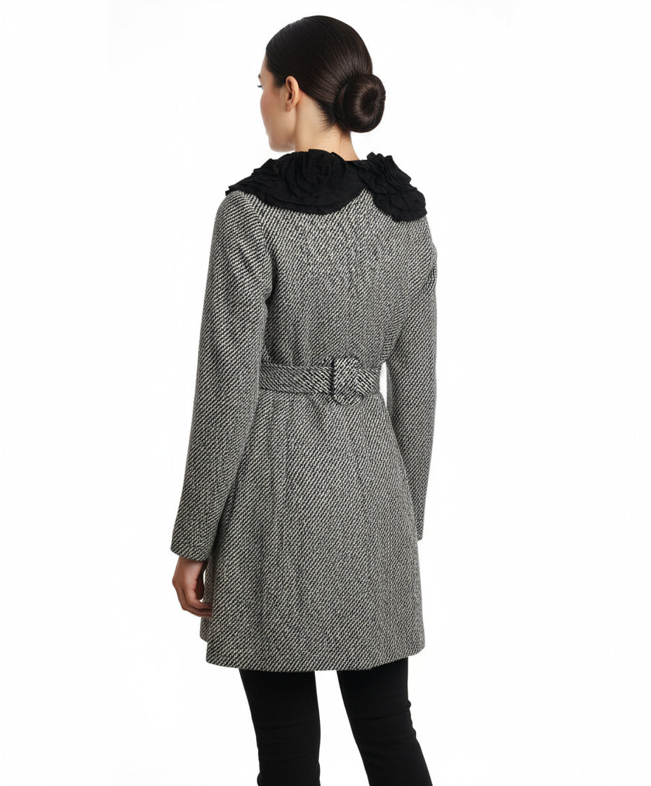 Ryu: Flower Collar Jacket with Waist Tie