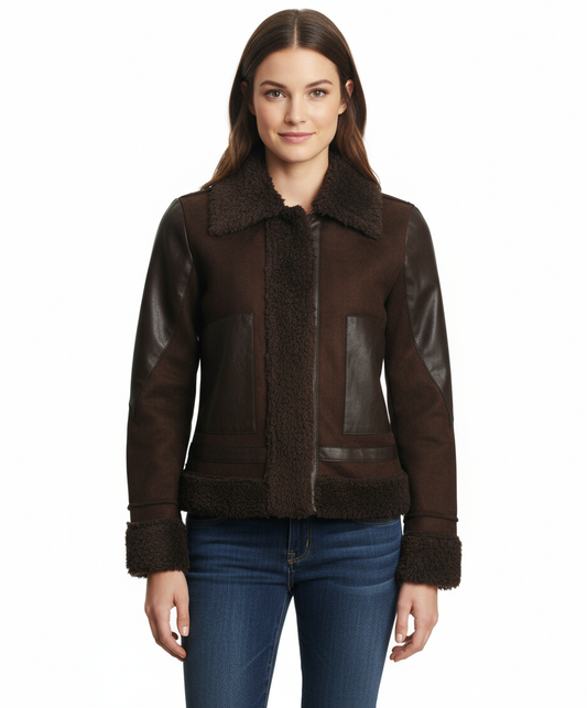 Miilla Long Sleeve Shearling Jacket with Pockets