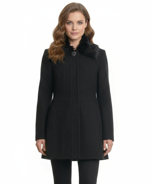 Jessica Simpson Faux Fur Collar Walker Coat
