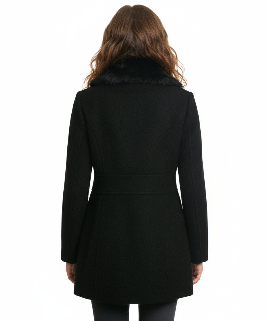 Jessica Simpson Faux Fur Collar Walker Coat