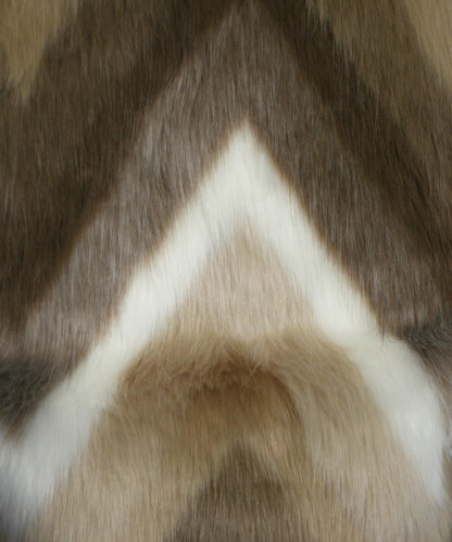 Skies Are Blue Open Front Chevron Faux Fur Vest, Brown