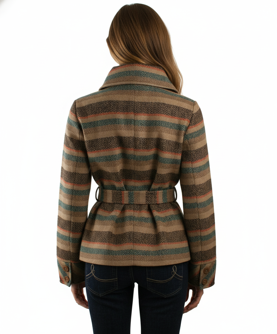 Tulle Fold Over Funnel Collar Coat