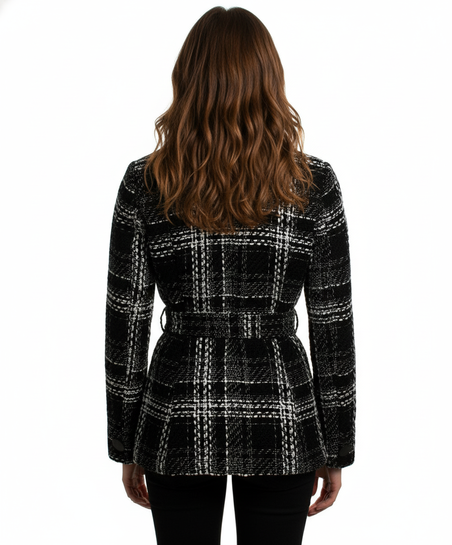 Ci Sono Black and White Double Breasted Coat