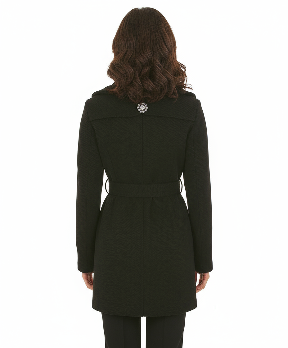 Ci Sono Double Breasted Coat, Black
