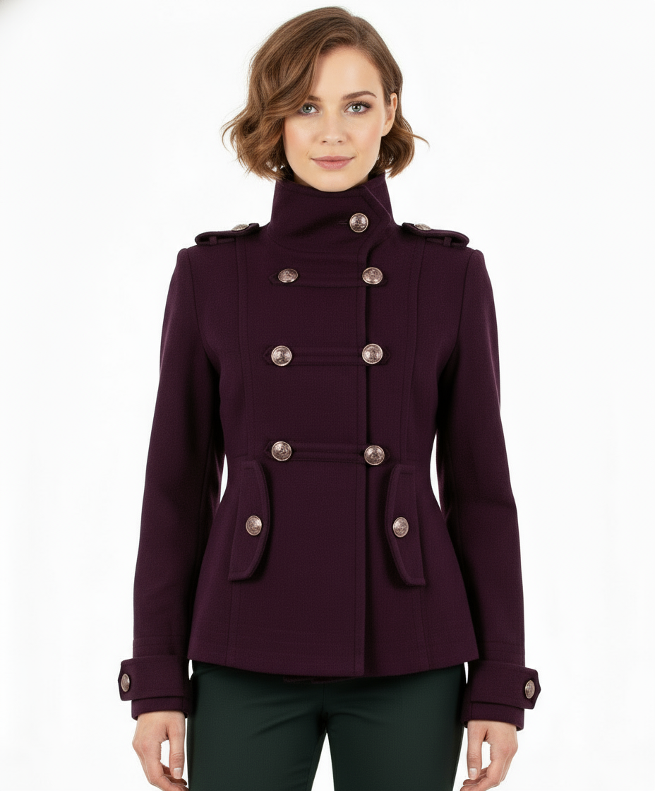 Ci Sono Purple Military Coat