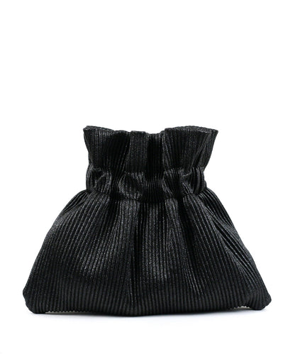 Street Level Ribbed Mini Evening Bag with Chain, Black
