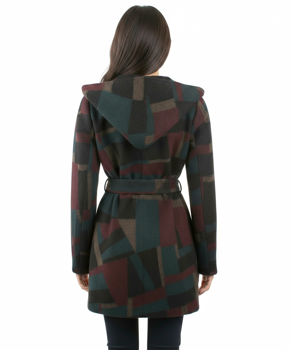 Evette & K Wool Hooded Wrap Coat