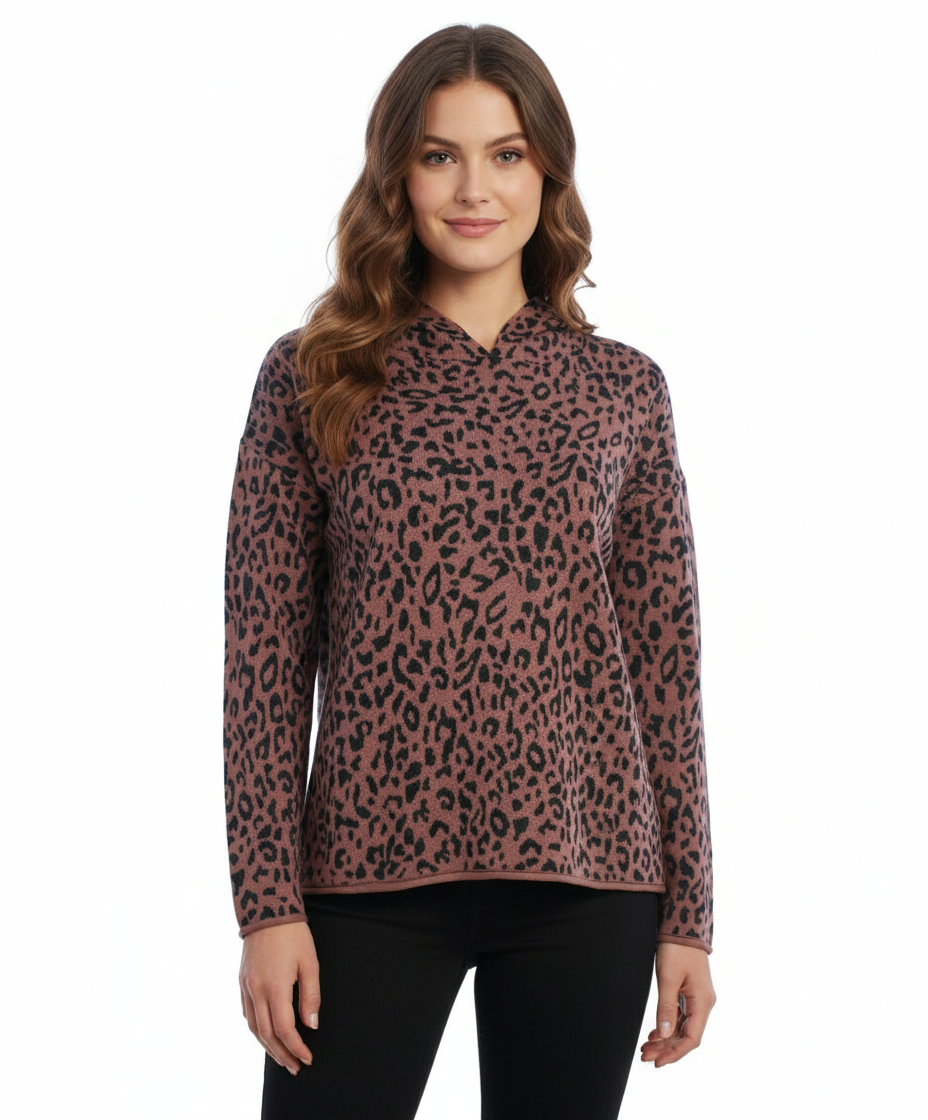 FATE by LFD Leopard Print Hoodie Sweater