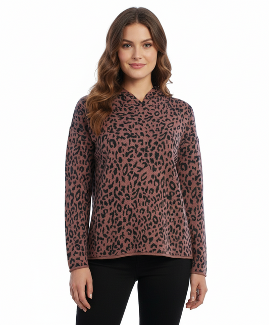 FATE by LFD Leopard Print Hoodie Sweater