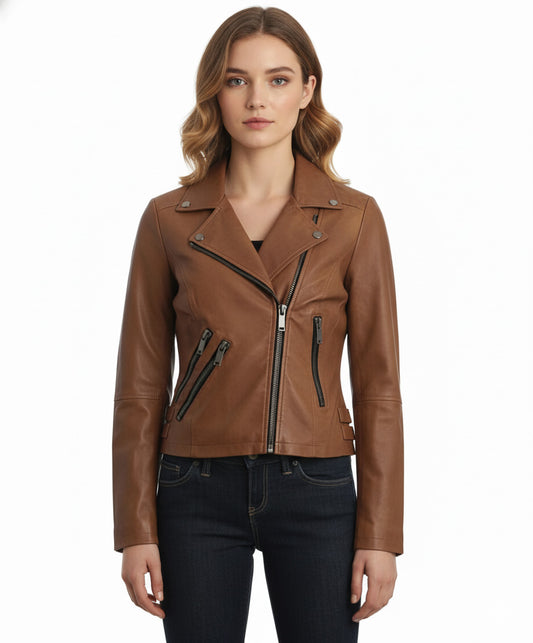 Latte Black Faux Leather Moto Jacket