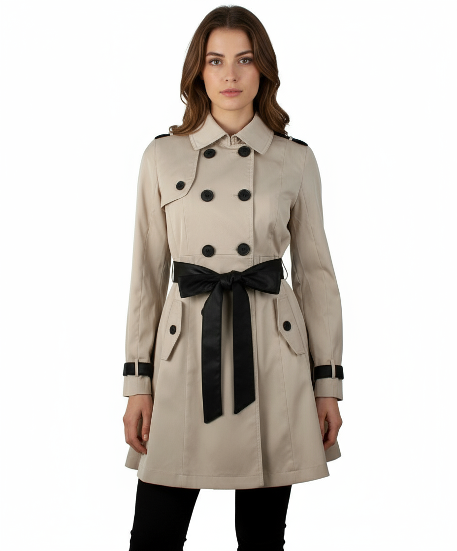 Ina Double Breasted Belted Trench Coat