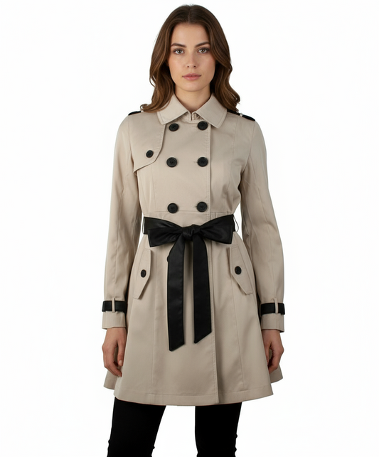 Ina Double Breasted Belted Trench Coat