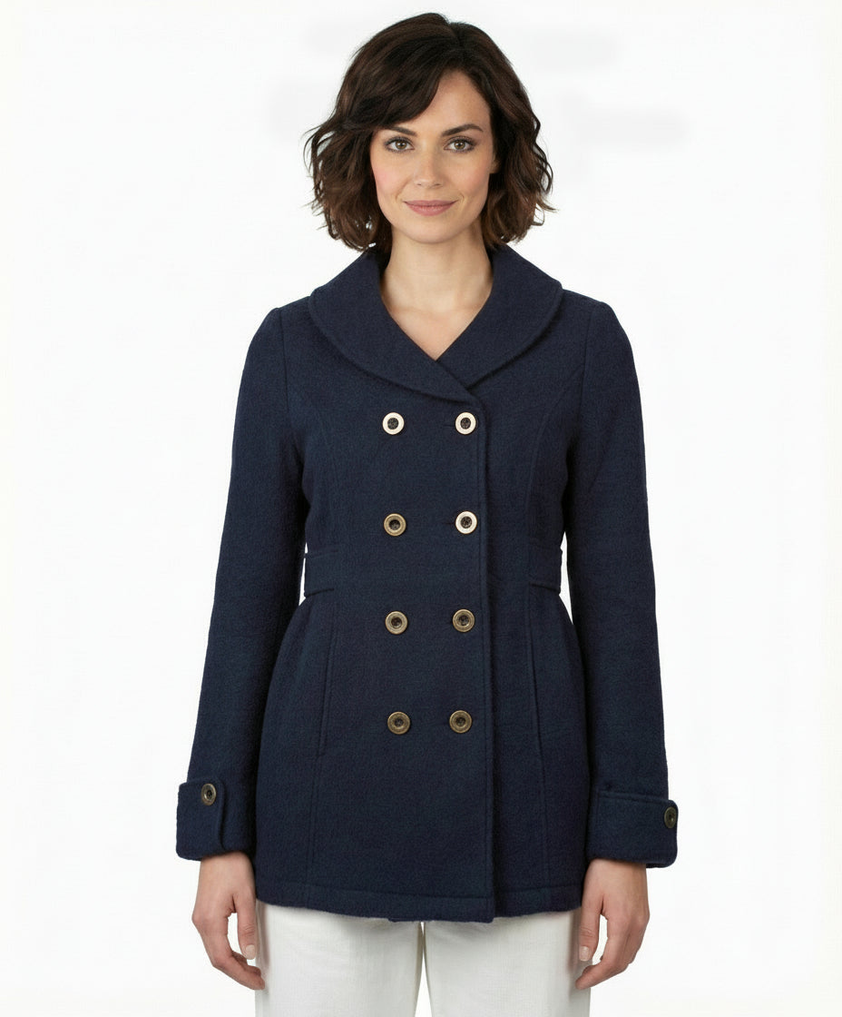 Tulle Double Breasted Coat with Shawl Collar