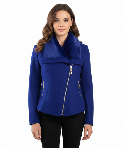 Lucy Paris Faux Fur Collar Moto Jacket