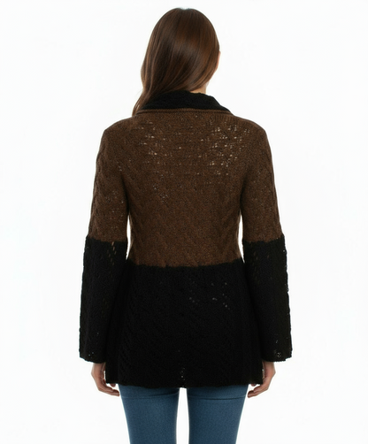M. Rena Knitted Sweater with Bell Sleeves and Tie Front
