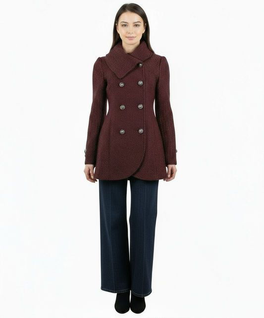 Jessica Simpson Envelope Collar Tweed A-line Coat