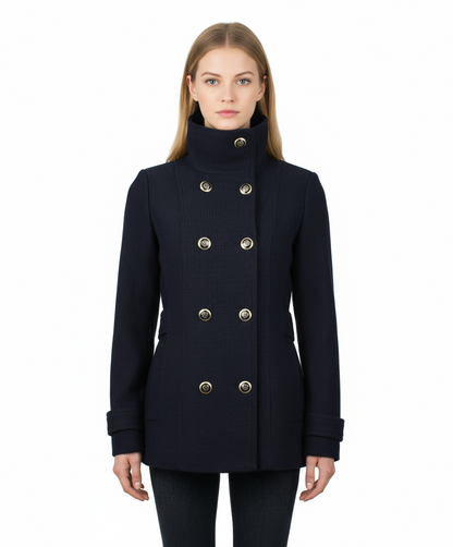 Jessica Simpson Double Breasted Military Style Pea Coat, Navy