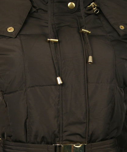 Latte Black Single Breasted Down Puffer Coat