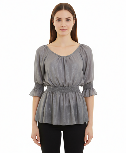 213 Industry Metallic Silver Blouse
