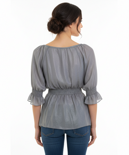 213 Industry Metallic Silver Blouse