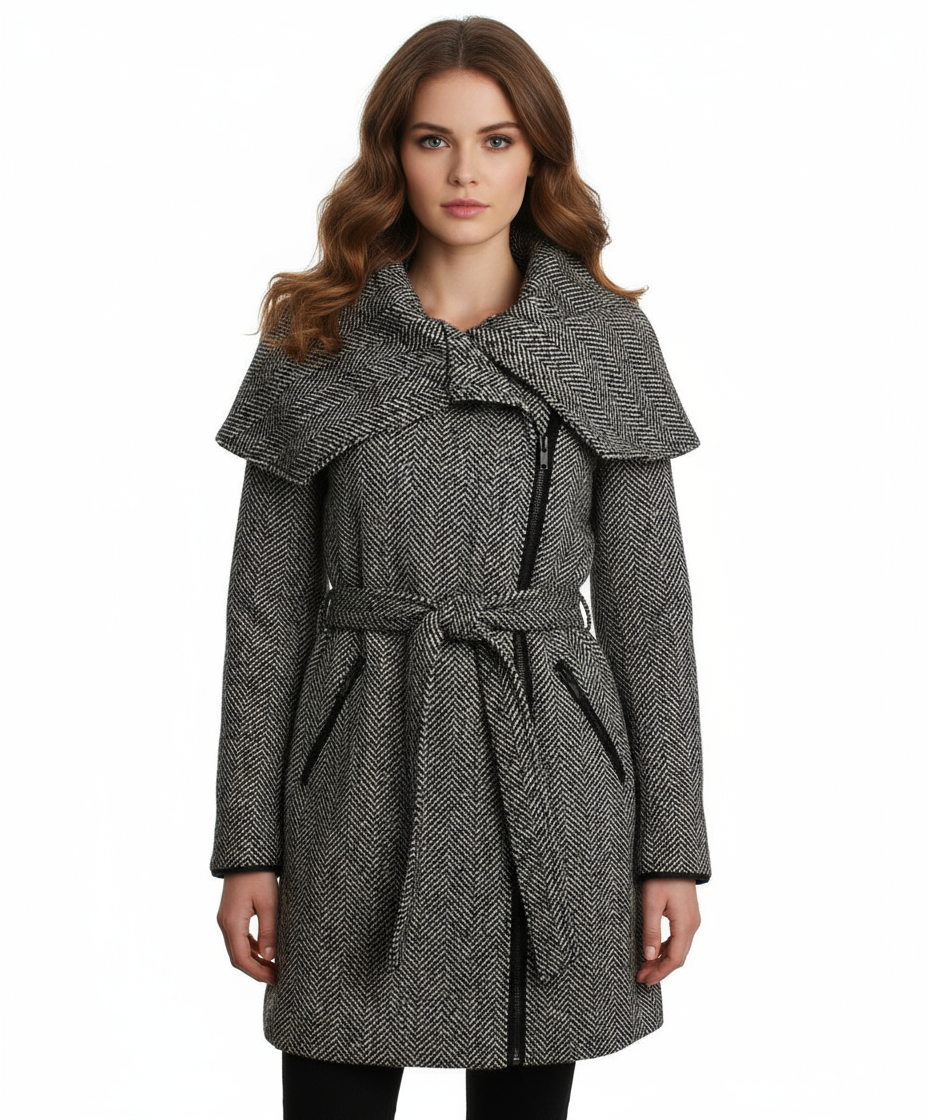 Mo-Ka Asymmetrical Shawl Collar Coat