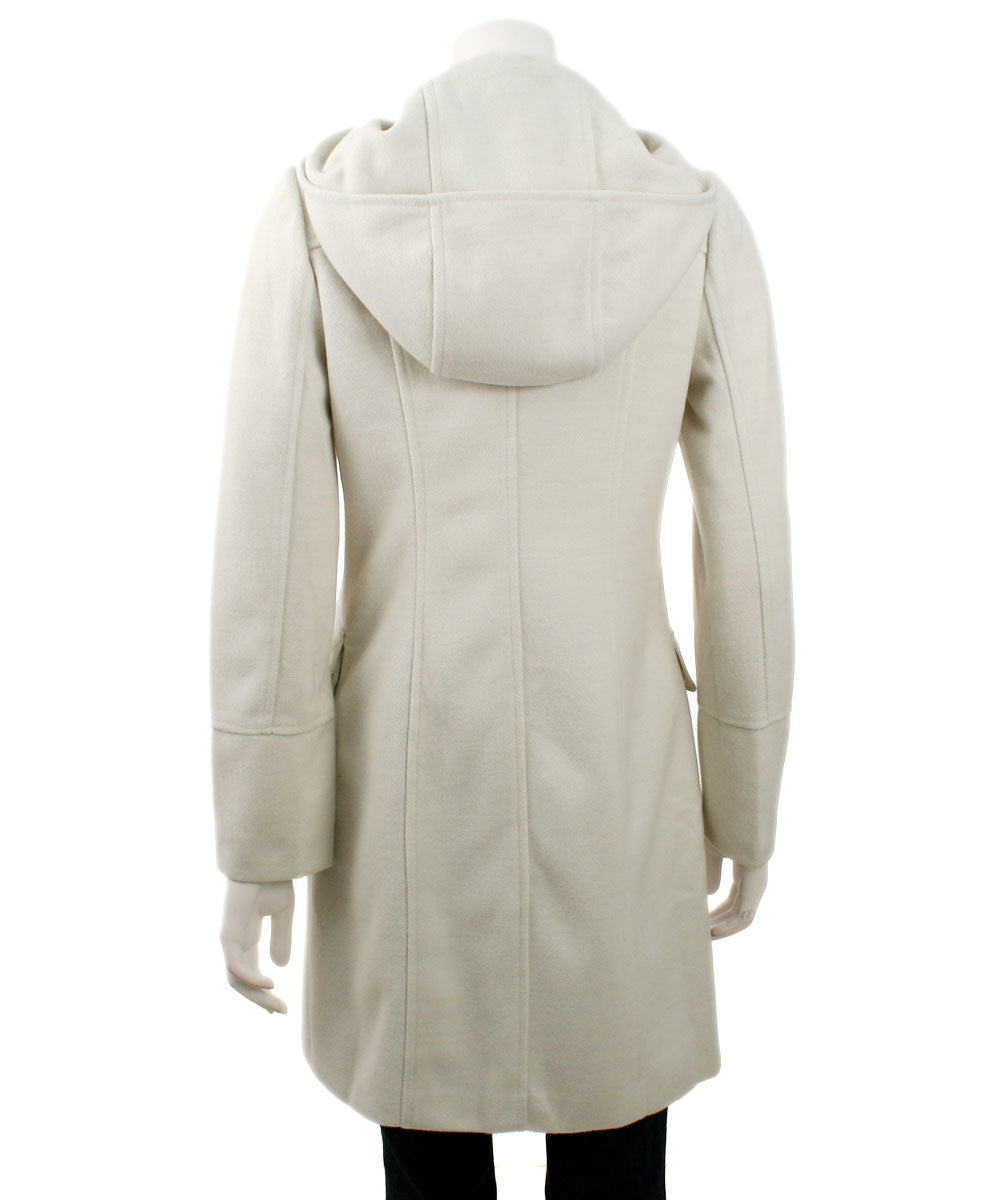 Monoreno Hooded Toggle Button Coat, Off White