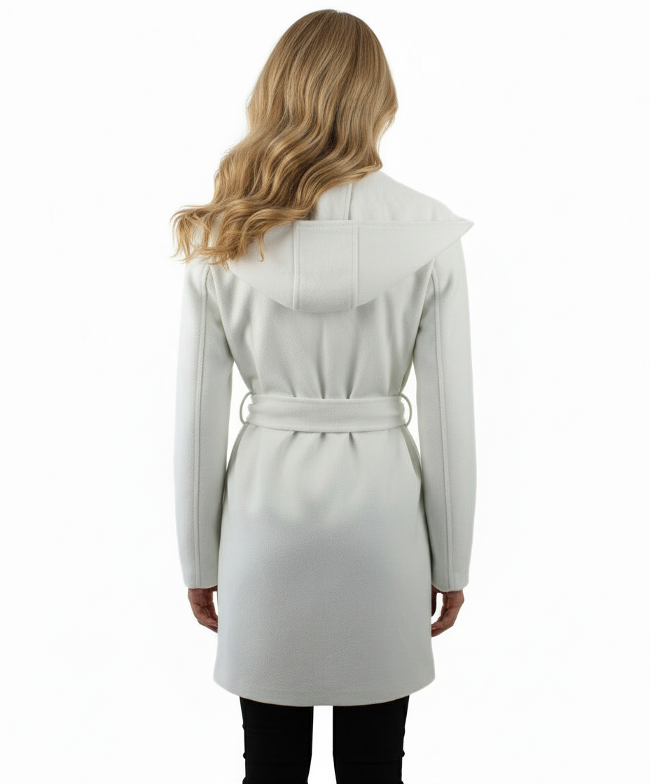 Monoreno Hooded Shawl Collar Wrap Coat