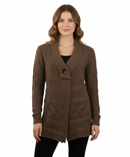 Monoreno Shawl Collar Cable Knit Cardigan