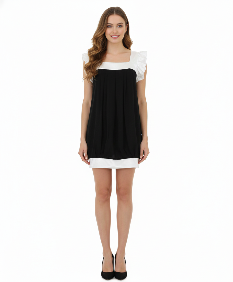 213 Industry Ruffled Black & White Dress