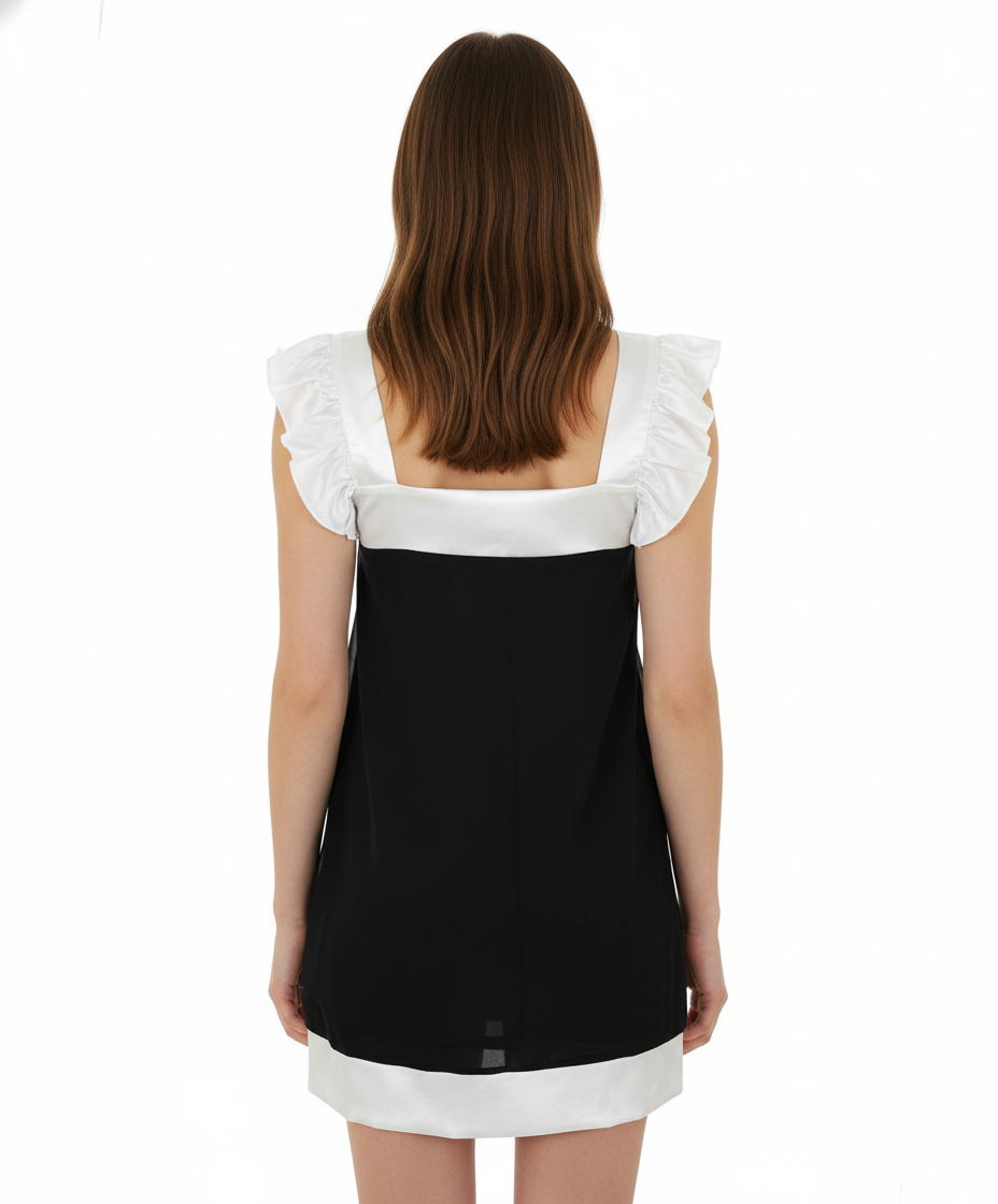 213 Industry Ruffled Black & White Dress