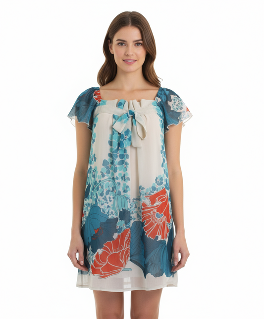 213 Industry Floral Print Dress, Blue