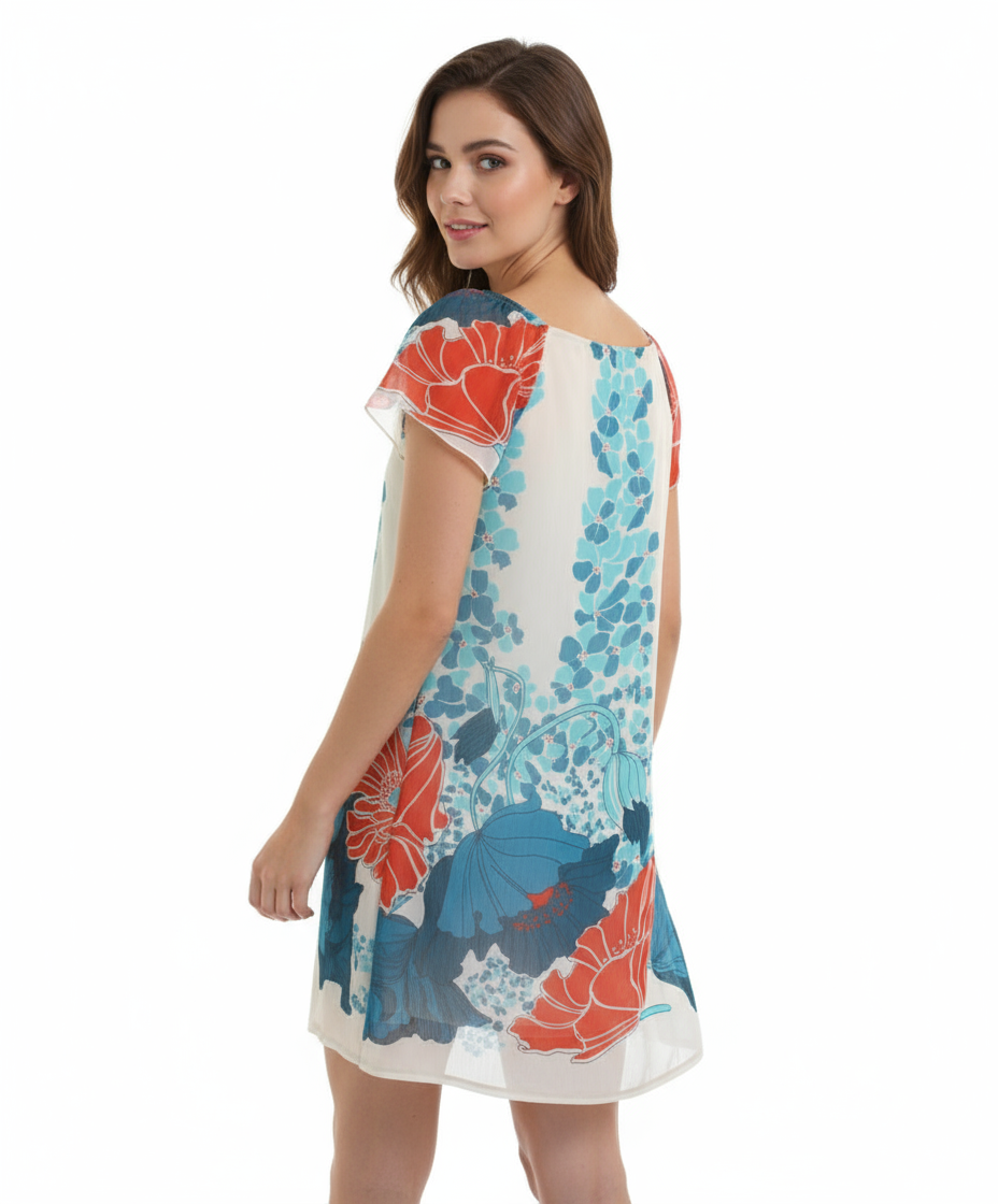 213 Industry Floral Print Dress, Blue