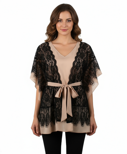 Ryu: Lace Trim Dolman Sleeve Tunic Top