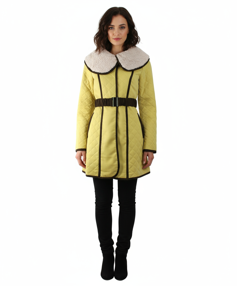 Ryu: Oversized Fleece Collar Quilted Coat