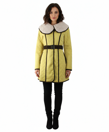 Ryu: Oversized Fleece Collar Quilted Coat
