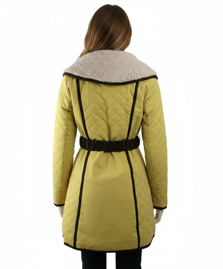 Ryu: Oversized Fleece Collar Quilted Coat