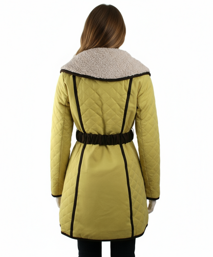 Ryu: Oversized Fleece Collar Quilted Coat
