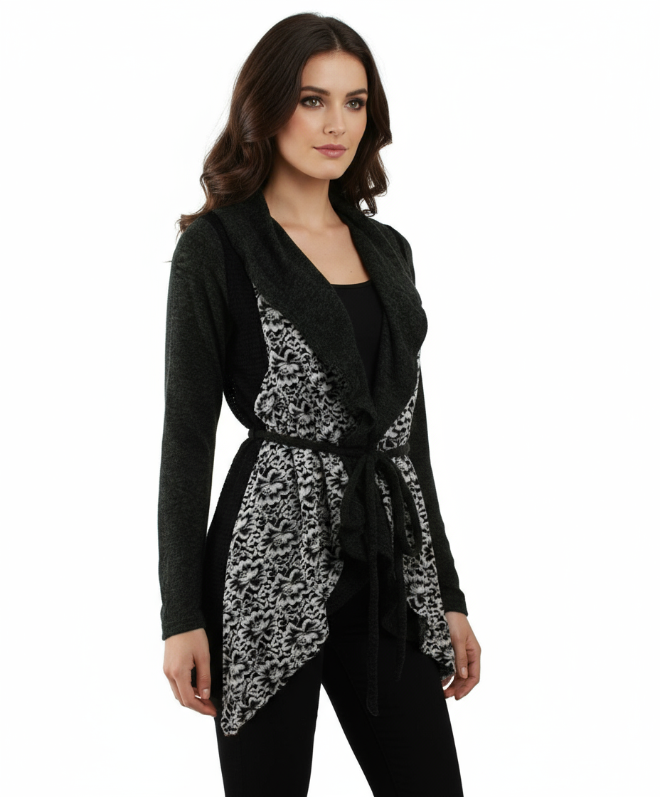 Ryu: Rosette Lace Trim Cardigan