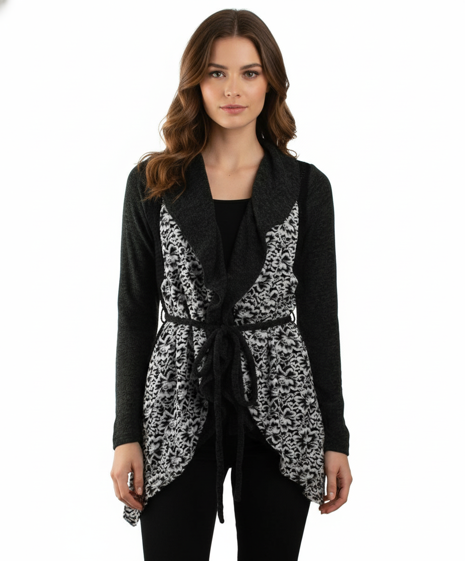 Ryu: Rosette Lace Trim Cardigan