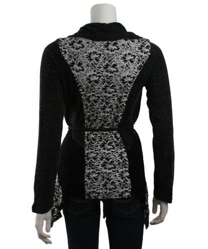 Ryu: Rosette Lace Trim Cardigan