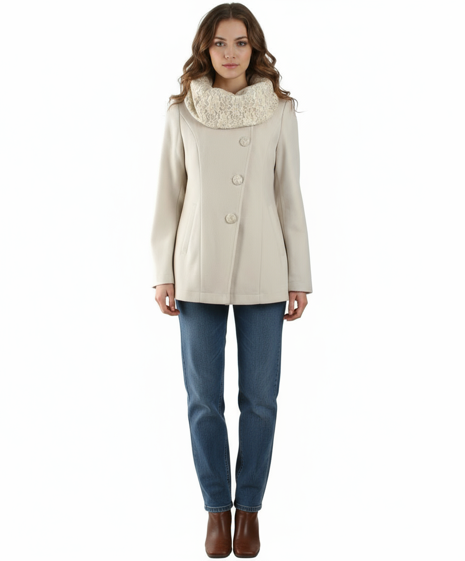 Ryu: Long Sleeve Coat with Oversized Collar