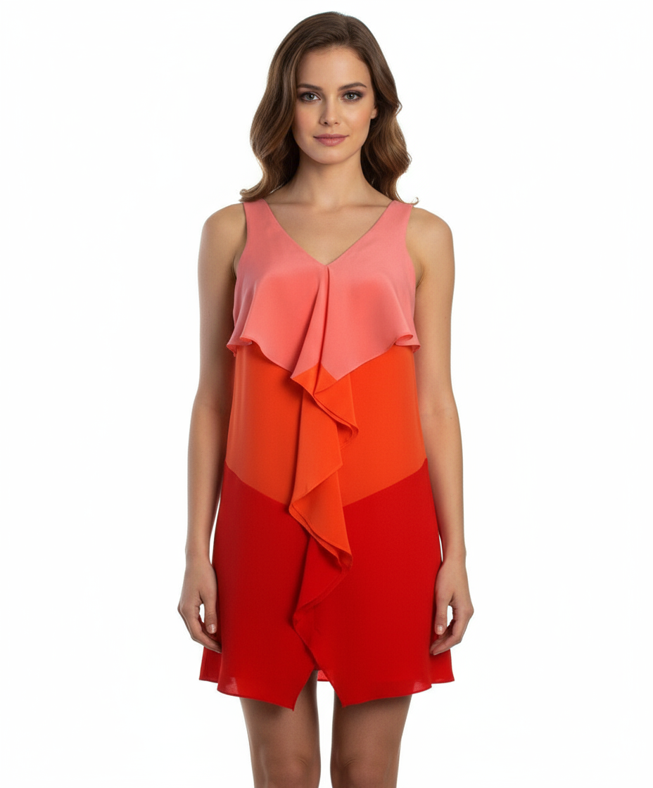 Suzi Chin Silk Color Block Dress
