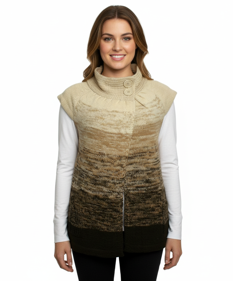 Ci Sono Cap Sleeve Sweater, Brown Combo