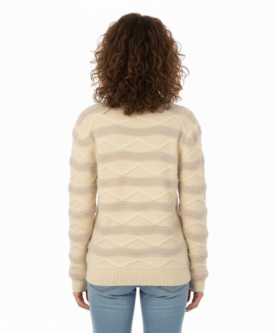Fate by LFD Cowl Neck Chevron Knit Sweater