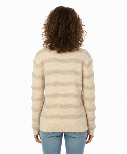 Fate by LFD Cowl Neck Chevron Knit Sweater