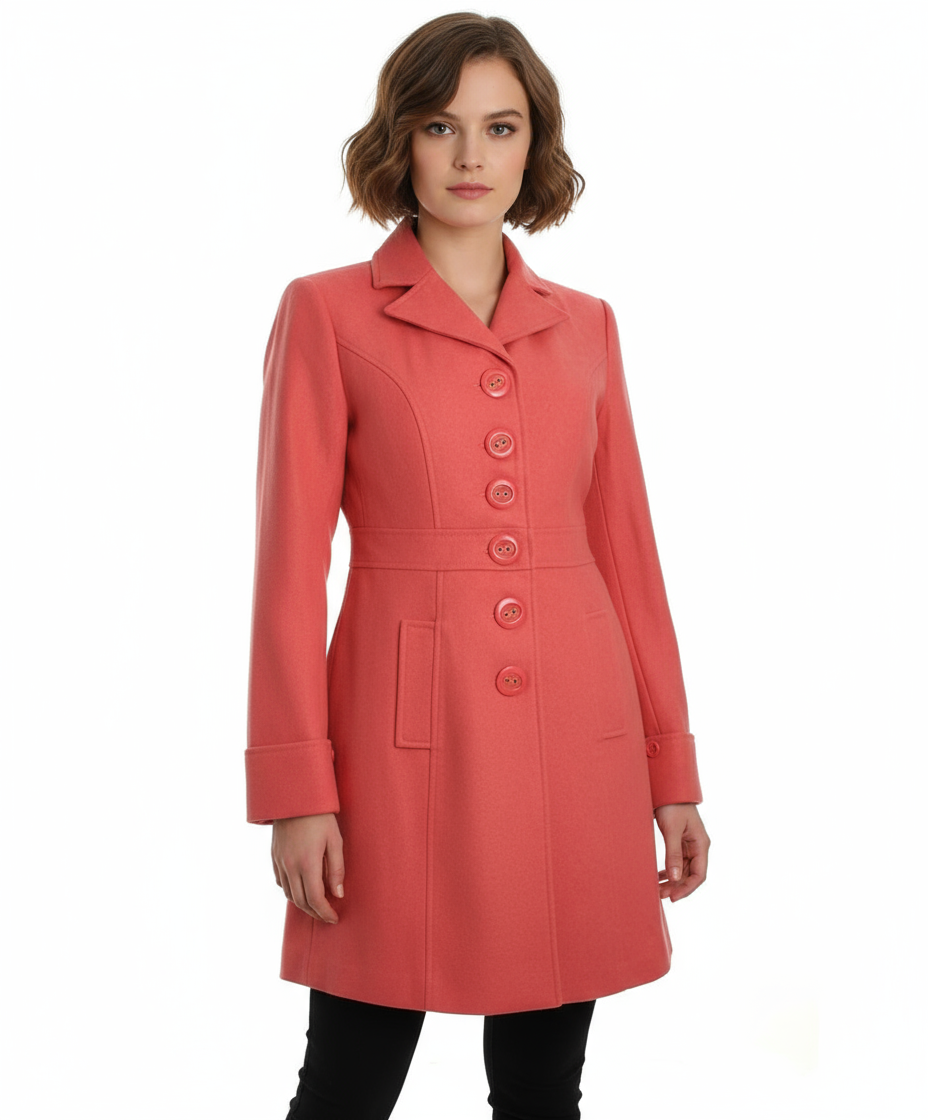 Tulle Single-Breasted Button-Down Walker Coat