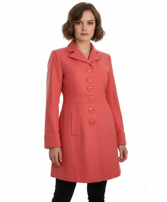 Tulle Single-Breasted Button-Down Walker Coat