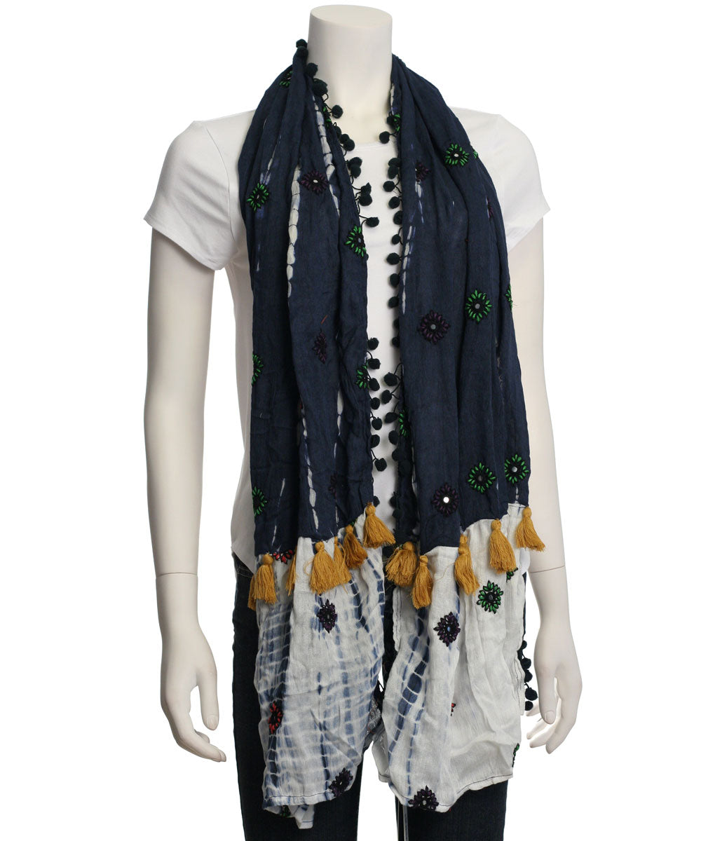 Tolani Bandhani Navy Scarf