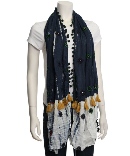 Tolani Bandhani Navy Scarf