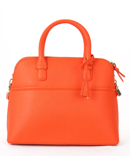 INZI Double Handle Structured Satchel, Orange